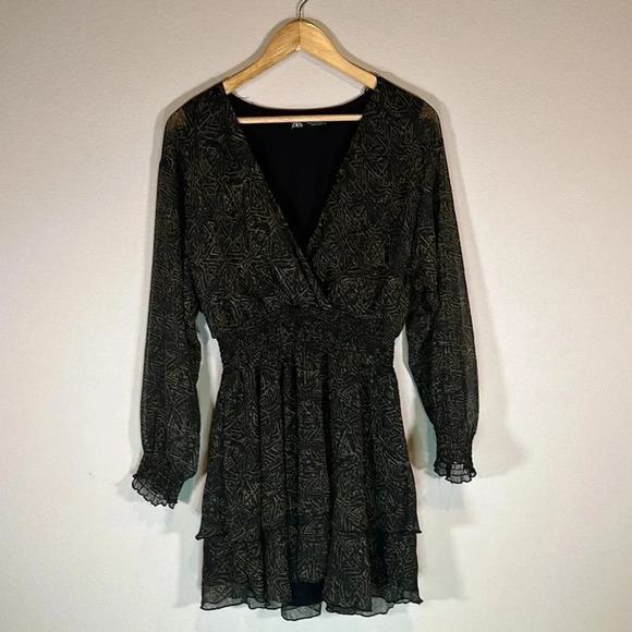 Zara Ruffled Mini Dress Size Medium Flirty Party Wedding Event Summer Flowy - Picture 1 of 7